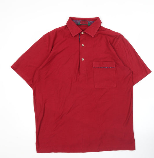 Wolsey Men's Red Cotton Blend Polo Shirt M Short Sleeve Classic Fit