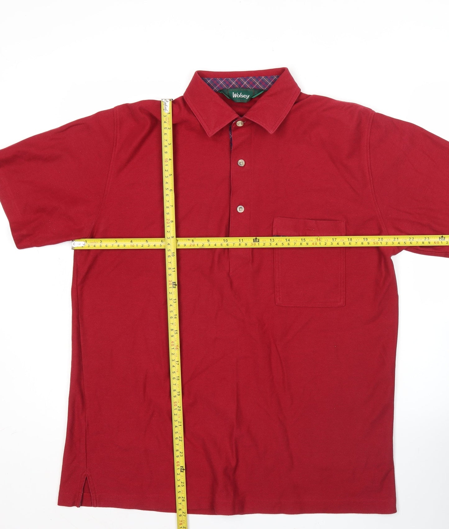 Wolsey Men's Red Cotton Blend Polo Shirt M Short Sleeve Classic Fit