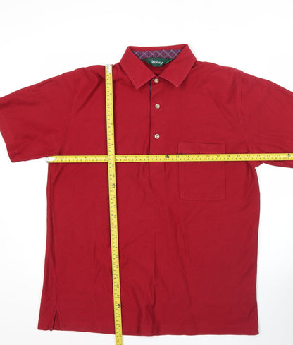 Wolsey Men's Red Cotton Blend Polo Shirt M Short Sleeve Classic Fit