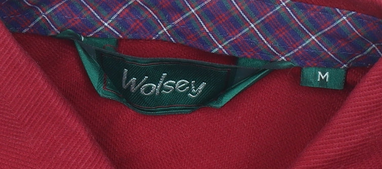 Wolsey Men's Red Cotton Blend Polo Shirt M Short Sleeve Classic Fit