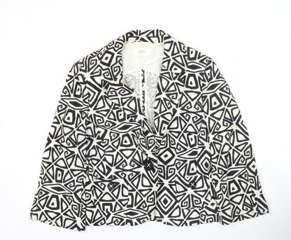 Marks and Spencer Women Black Geometric Linen Blend Blazer Size 12