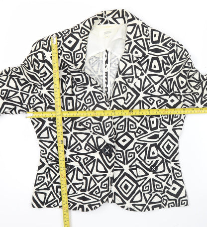 Marks and Spencer Women Black Geometric Linen Blend Blazer Size 12