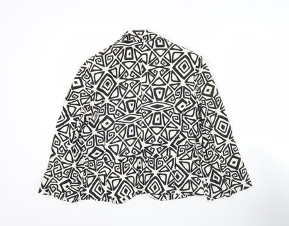 Marks and Spencer Women Black Geometric Linen Blend Blazer Size 12