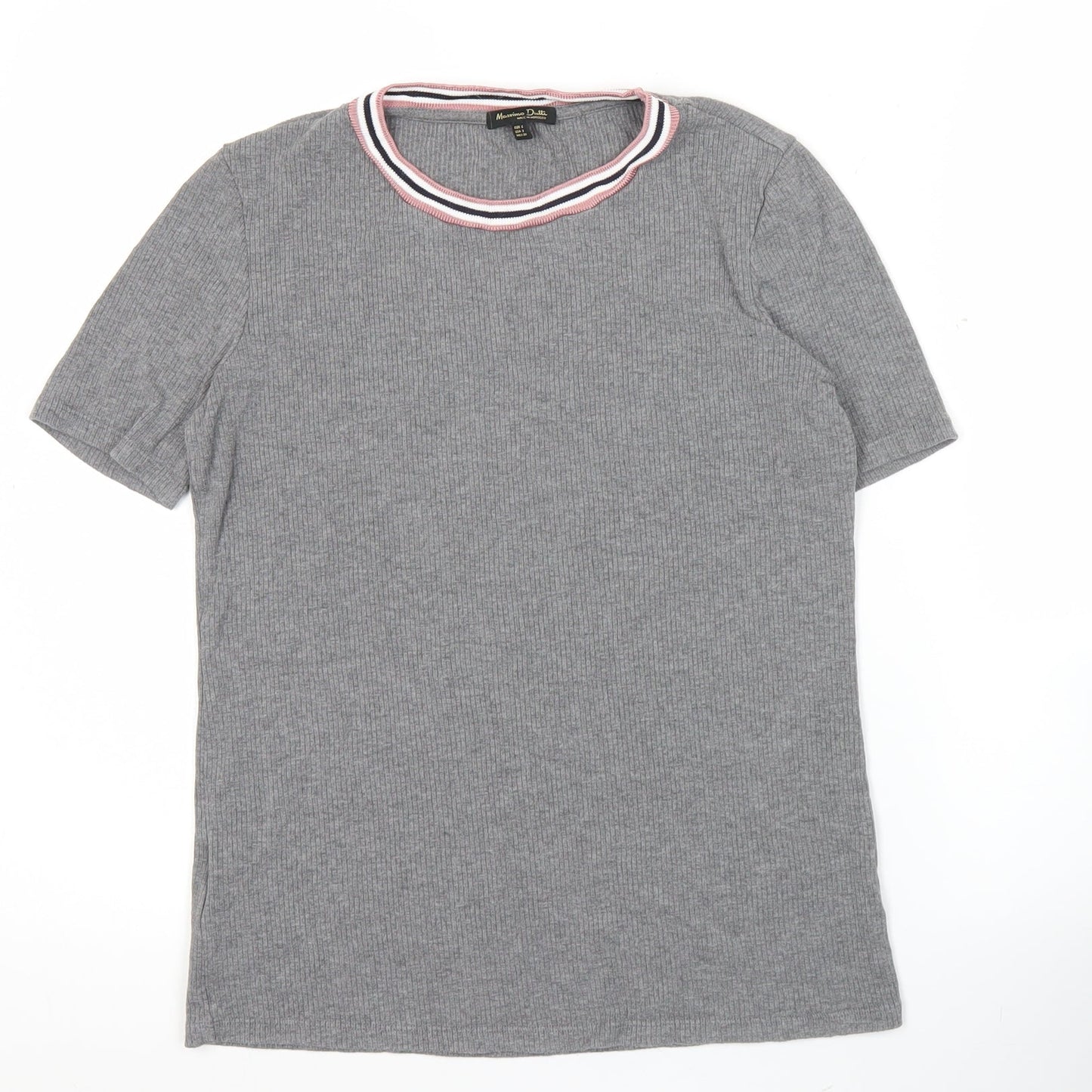 Womens UK Size S Massimo Dutti Grey Ringer T-Shirt