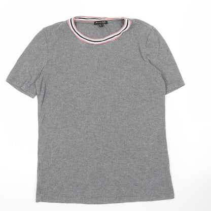 Womens UK Size S Massimo Dutti Grey Ringer T-Shirt