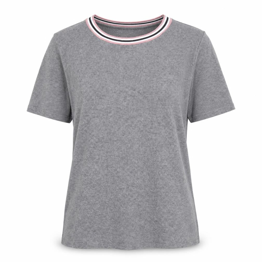 Womens UK Size S Massimo Dutti Grey Ringer T-Shirt