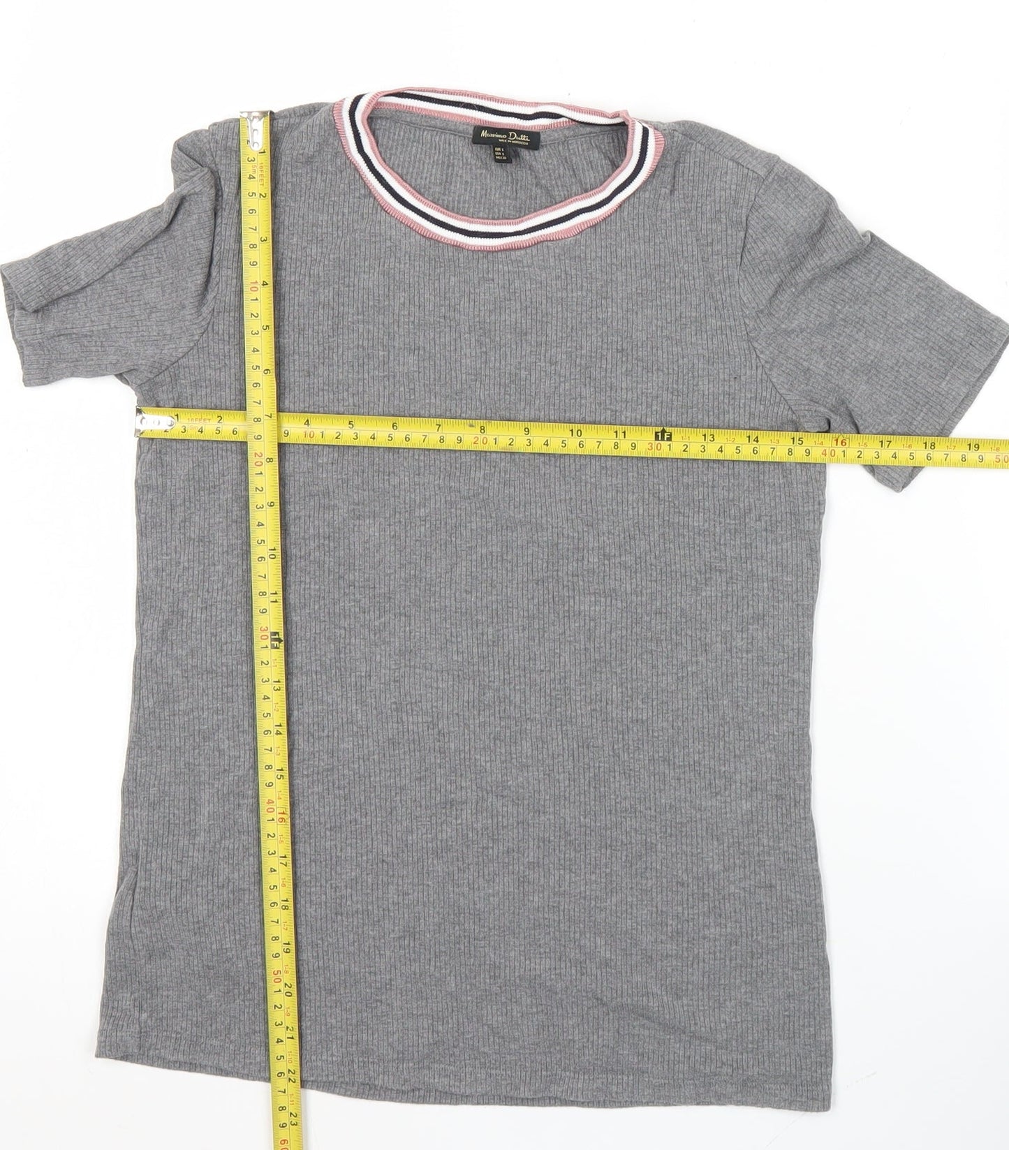 Womens UK Size S Massimo Dutti Grey Ringer T-Shirt