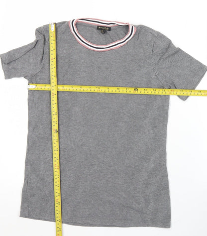Womens UK Size S Massimo Dutti Grey Ringer T-Shirt