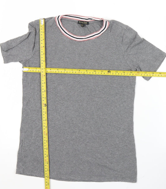 Womens UK Size S Massimo Dutti Grey Ringer T-Shirt