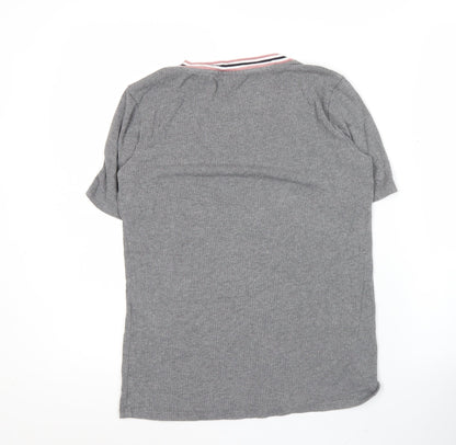 Womens UK Size S Massimo Dutti Grey Ringer T-Shirt