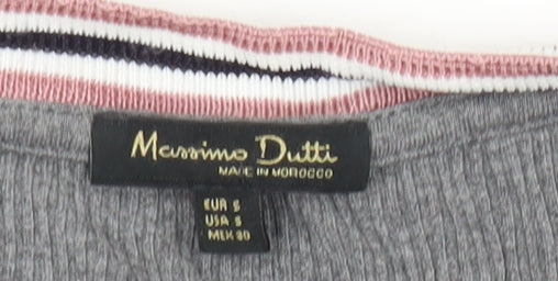 Womens UK Size S Massimo Dutti Grey Ringer T-Shirt