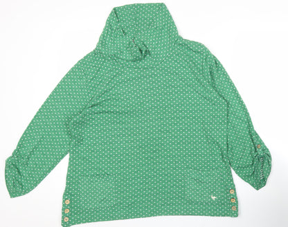 Country Rose Women’s Green Polka Dot Cowl Neck Pullover Sweatshirt S