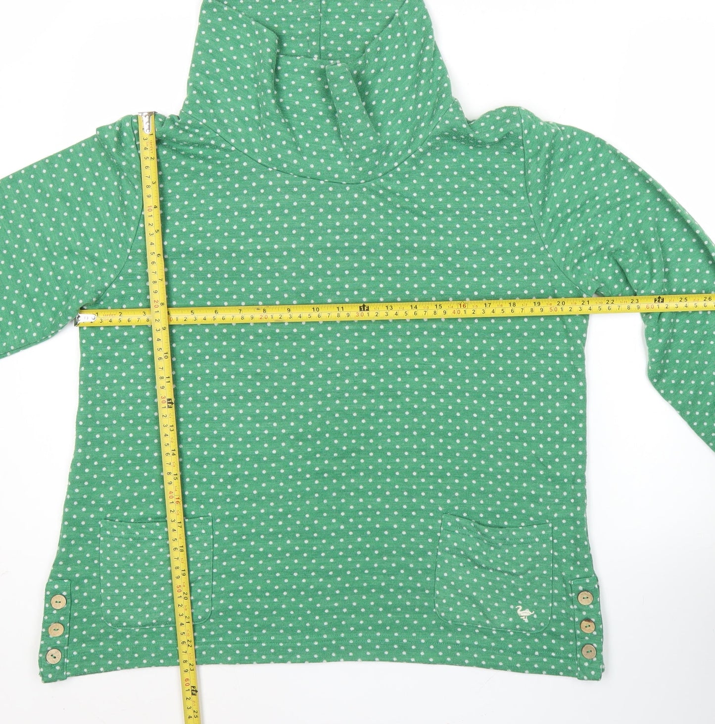 Country Rose Women’s Green Polka Dot Cowl Neck Pullover Sweatshirt S