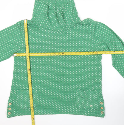 Country Rose Women’s Green Polka Dot Cowl Neck Pullover Sweatshirt S