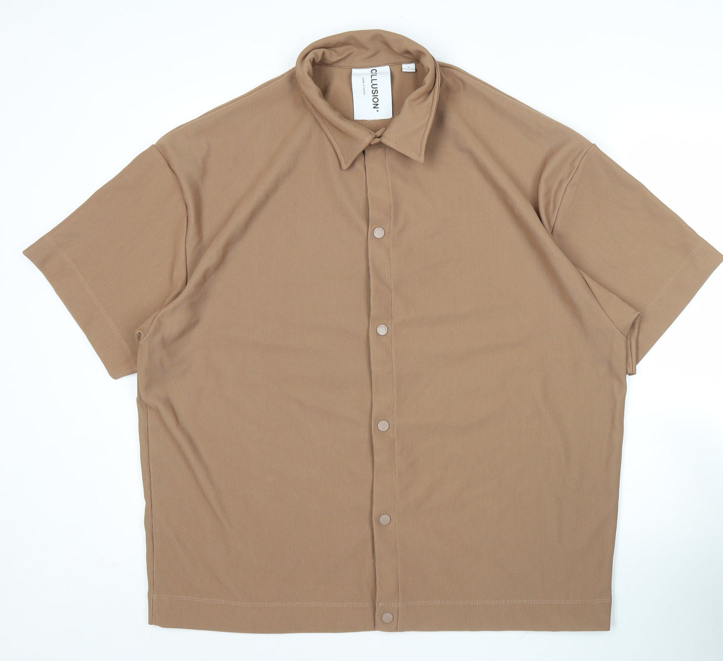 Collusion Men’s Brown Short Sleeve Button-Up Shirt Size S