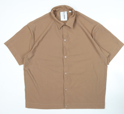 Collusion Men’s Brown Short Sleeve Button-Up Shirt Size S