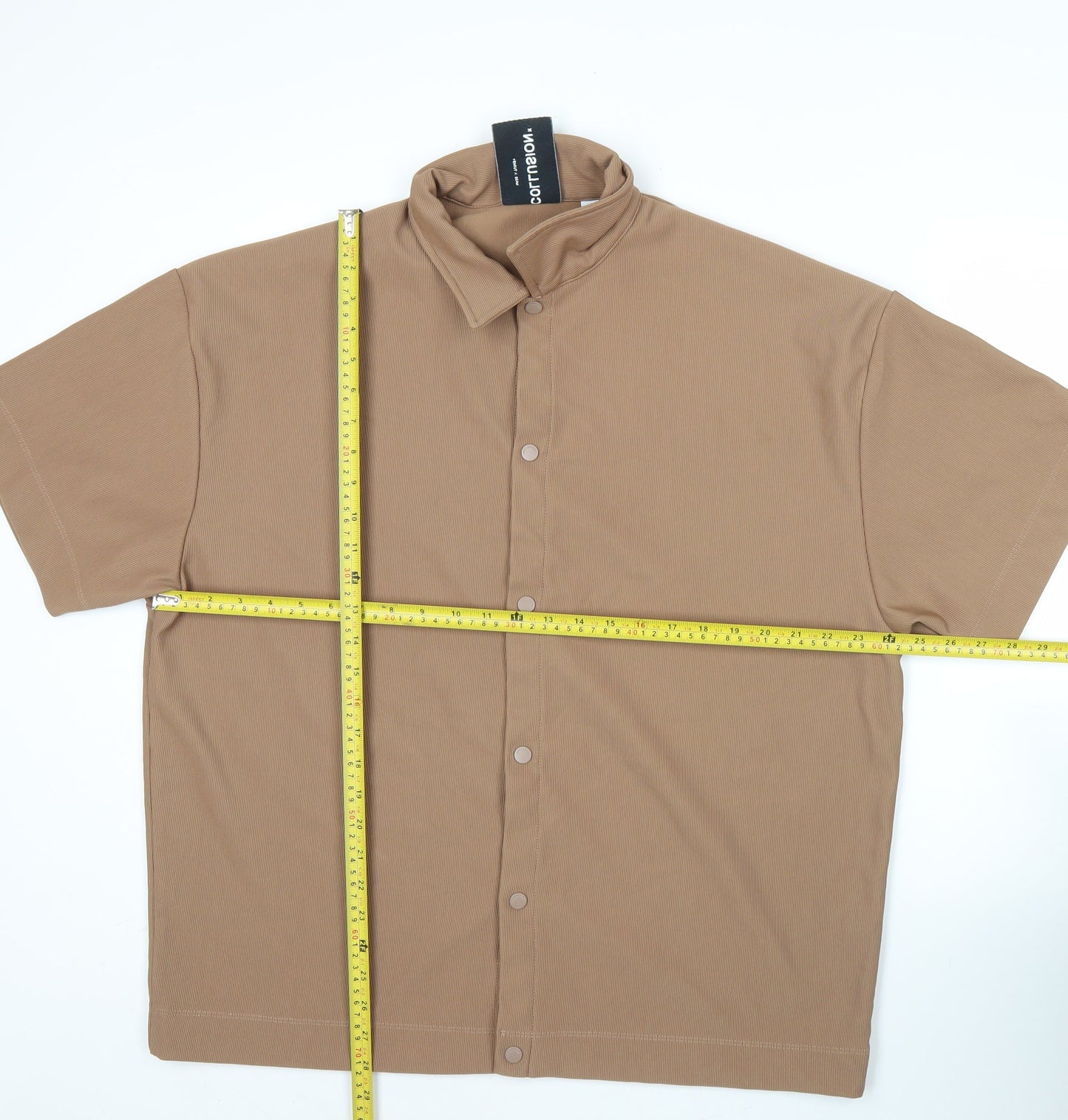 Collusion Men’s Brown Short Sleeve Button-Up Shirt Size S