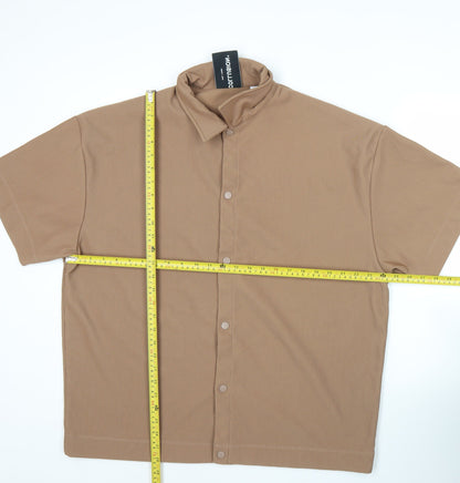 Collusion Men’s Brown Short Sleeve Button-Up Shirt Size S
