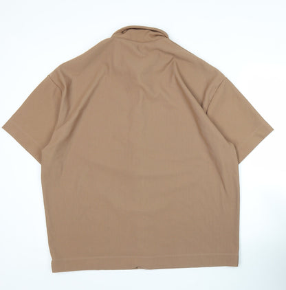 Collusion Men’s Brown Short Sleeve Button-Up Shirt Size S