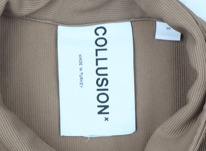 Collusion Men’s Brown Short Sleeve Button-Up Shirt Size S