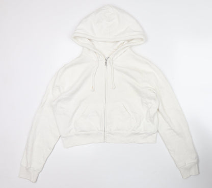 Hollister Womens White Full Zip Hoodie Size M Cotton Blend Casual