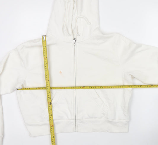 Hollister Womens White Full Zip Hoodie Size M Cotton Blend Casual