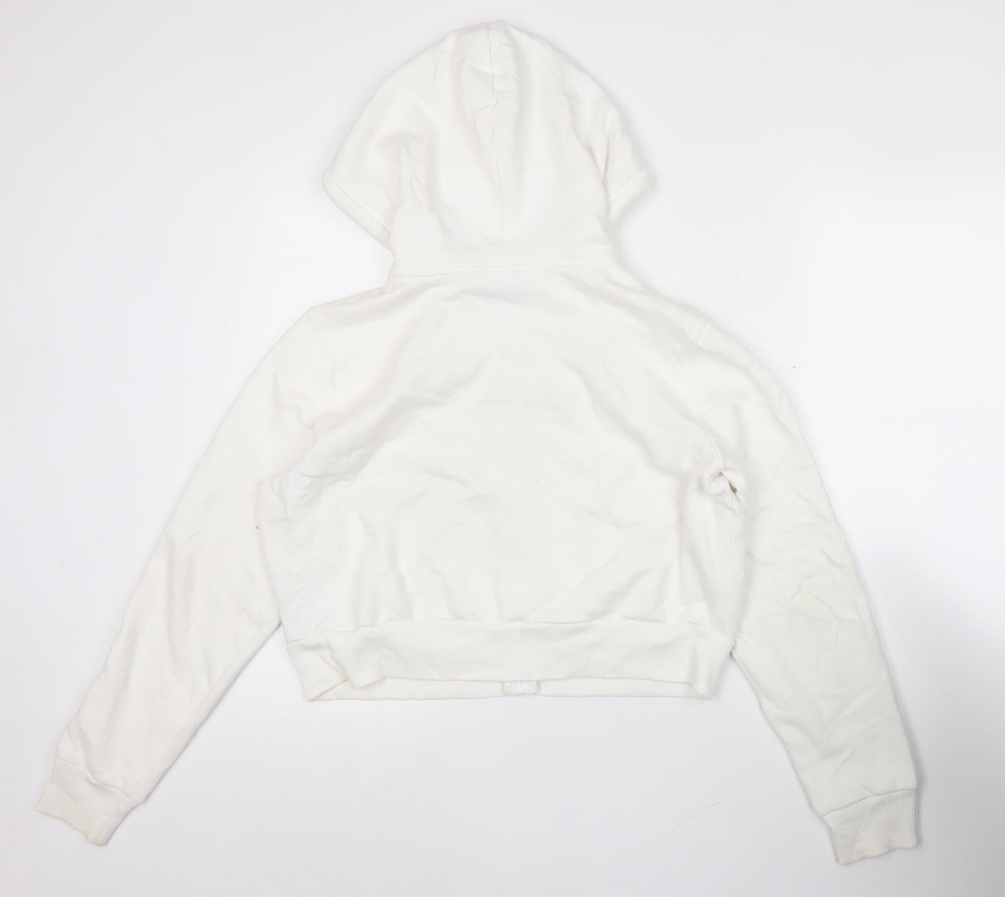 Hollister Womens White Full Zip Hoodie Size M Cotton Blend Casual