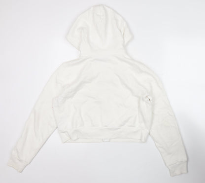 Hollister Womens White Full Zip Hoodie Size M Cotton Blend Casual