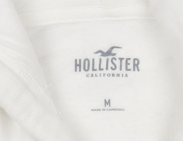 Hollister Womens White Full Zip Hoodie Size M Cotton Blend Casual