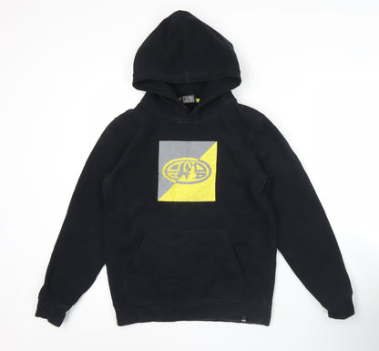 Animal Boys Black Pullover Hoodie 11-12 Years Logo Graphic Cotton Blend
