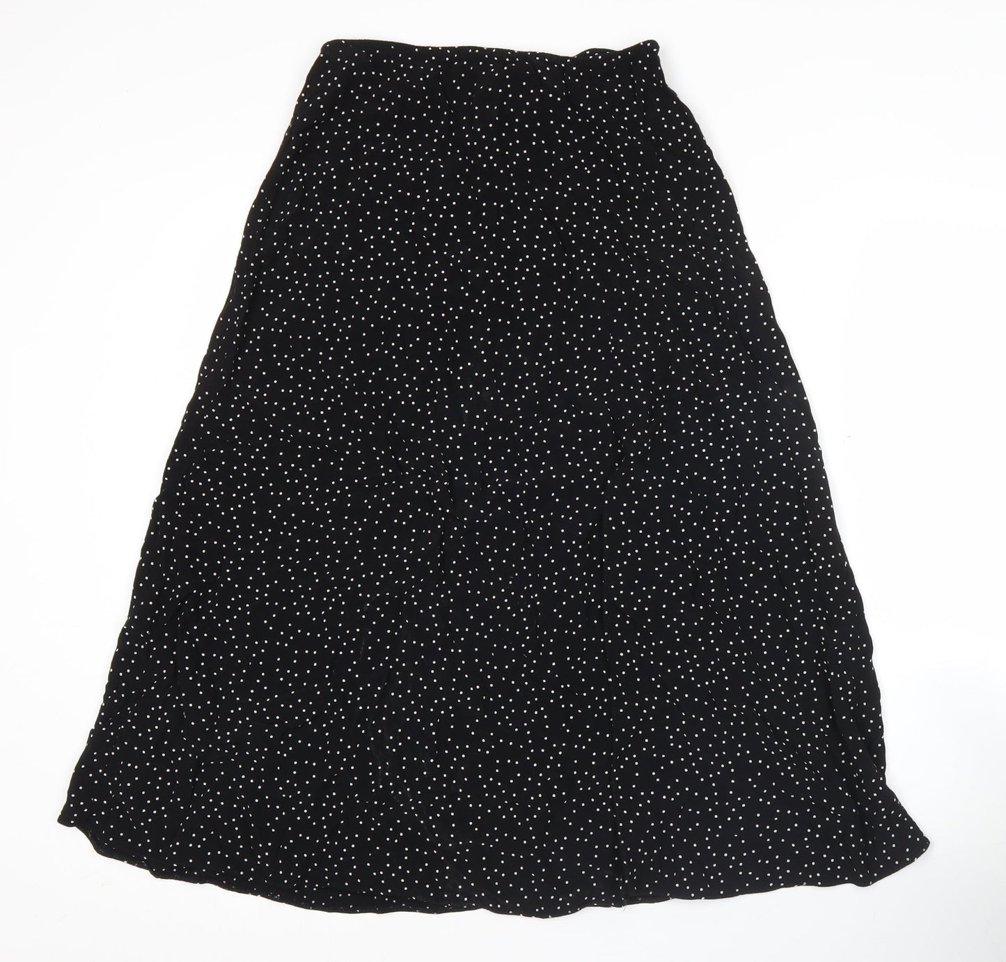 New Look Women’s Black Polka Dot Midi A-Line Skirt UK 10 Viscose