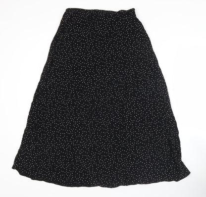 New Look Women’s Black Polka Dot Midi A-Line Skirt UK 10 Viscose