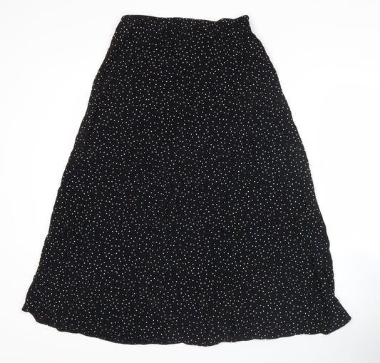 New Look Women’s Black Polka Dot Midi A-Line Skirt UK 10 Viscose