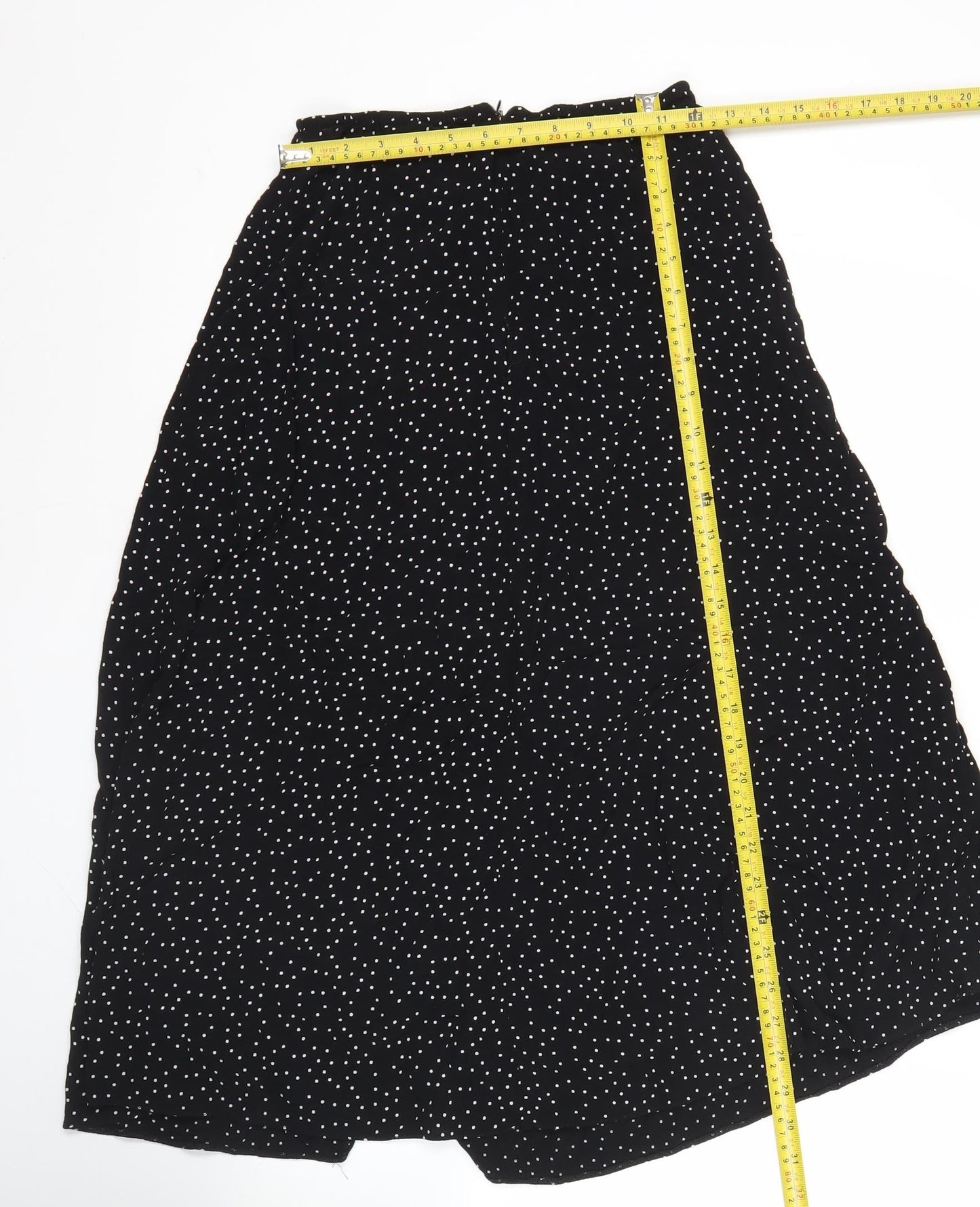 New Look Women’s Black Polka Dot Midi A-Line Skirt UK 10 Viscose