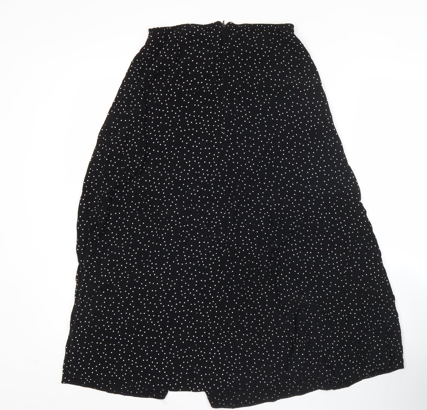 New Look Women’s Black Polka Dot Midi A-Line Skirt UK 10 Viscose