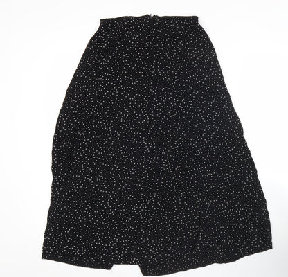 New Look Women’s Black Polka Dot Midi A-Line Skirt UK 10 Viscose