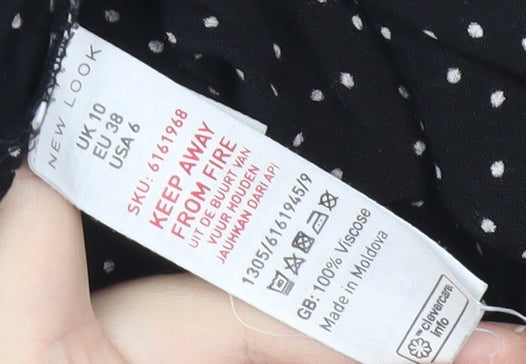 New Look Women’s Black Polka Dot Midi A-Line Skirt UK 10 Viscose