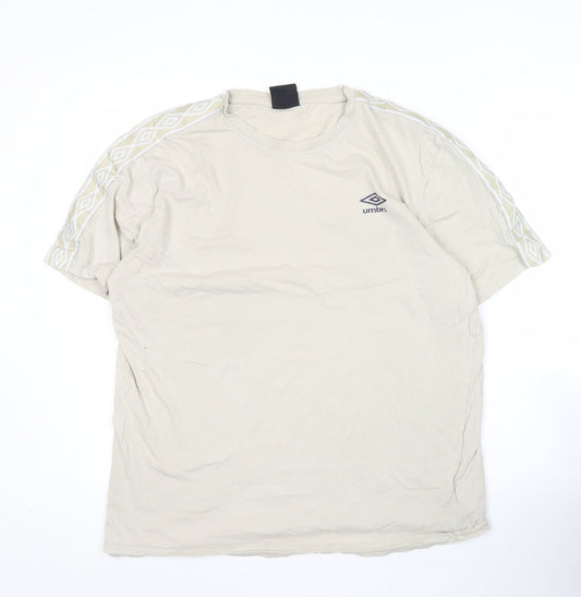 Umbro Men’s Beige L Crew Neck Short Sleeve Sports T-Shirt