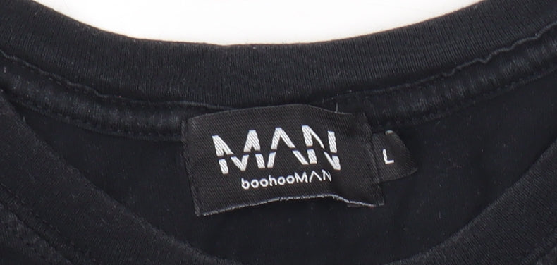 Mens UK Size L boohooMAN Black  T-Shirt