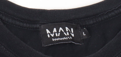 Mens UK Size L boohooMAN Black  T-Shirt