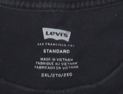 Levi's Men's Black 2XL Crew Neck Logo Cotton T-Shirt