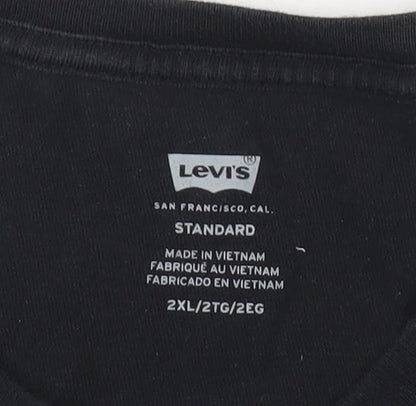Levi's Mens Black 2XL Crew Neck Short Sleeve Cotton T-Shirt