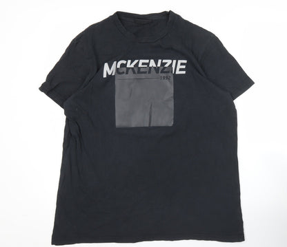 McKenzie Men's Black Graphic Logo T-Shirt Size L Regular Fit