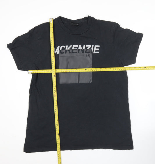 McKenzie Men's Black Graphic Logo T-Shirt Size L Regular Fit