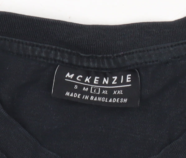 McKenzie Men's Black Graphic Logo T-Shirt Size L Regular Fit