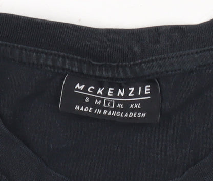 McKenzie Men's Black Graphic Logo T-Shirt Size L Regular Fit