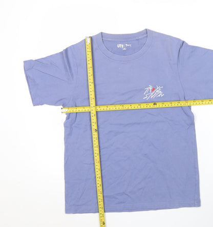 Unisex Adults UK Size XS Uniqlo Blue Basic T-Shirt