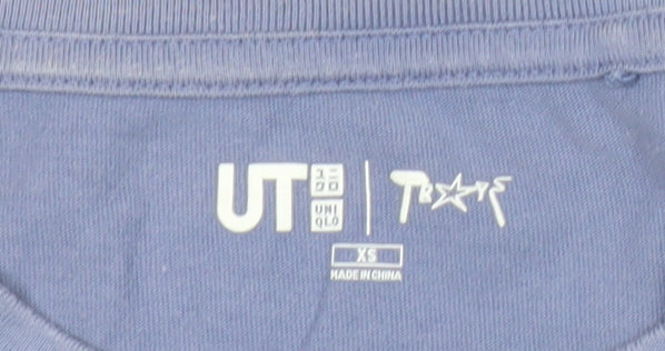 Unisex Adults UK Size XS Uniqlo Blue Basic T-Shirt