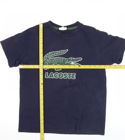 Lacoste Boys Navy Blue T-Shirt Age 14 Years Logo Embroidered Short Sleeve