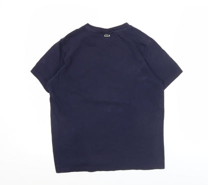 Lacoste Boys Navy Blue T-Shirt Age 14 Years Logo Embroidered Short Sleeve